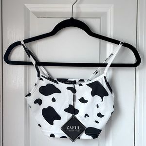 Zaful Cow Print Crop Top